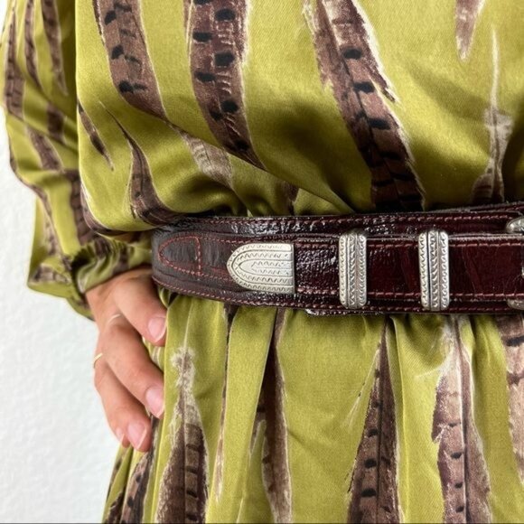 Brighton Leather Croc Embossed Silver Engraved Leather Belt main image 9